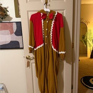 Red and Brown Hooded Onesie with Bow